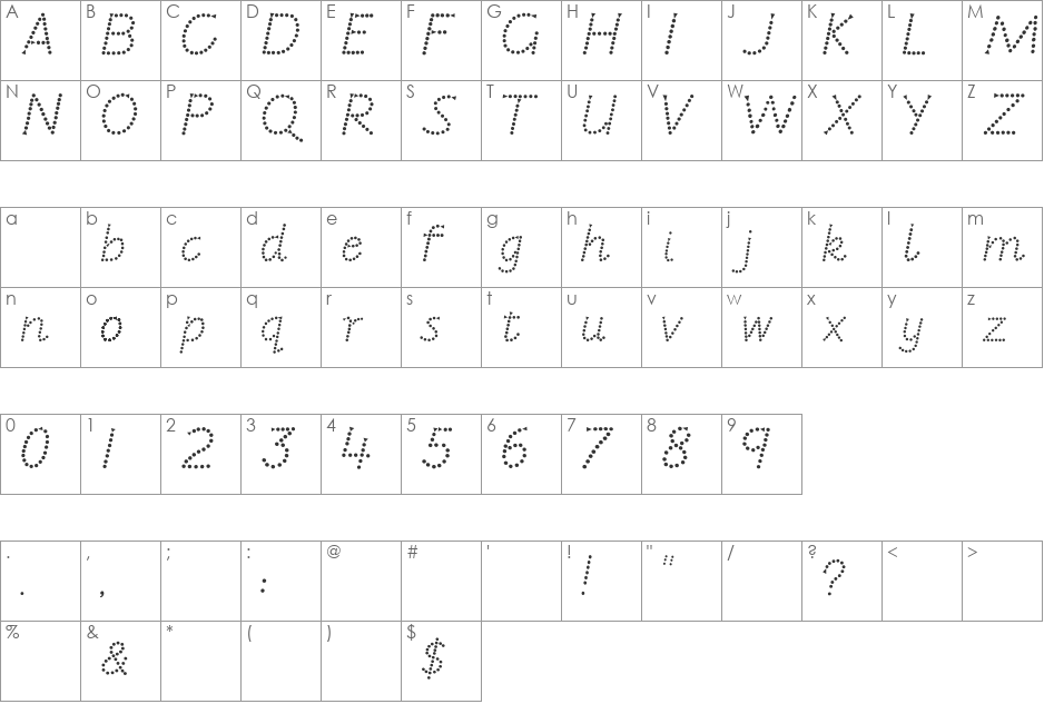 JARDOTTY font character map preview