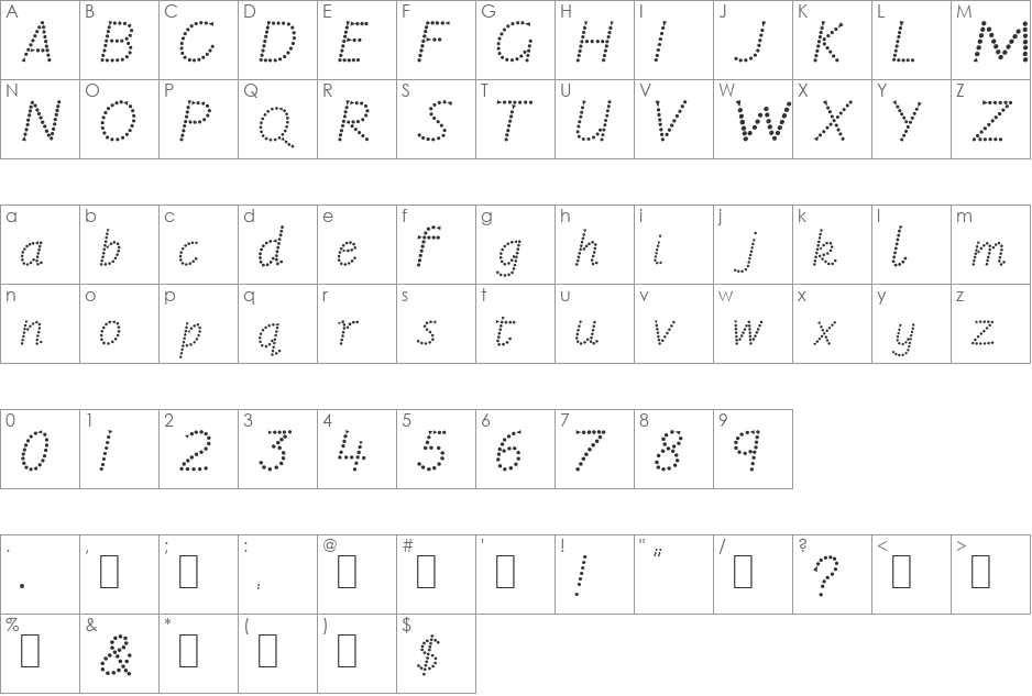 JARDOTTY font character map preview
