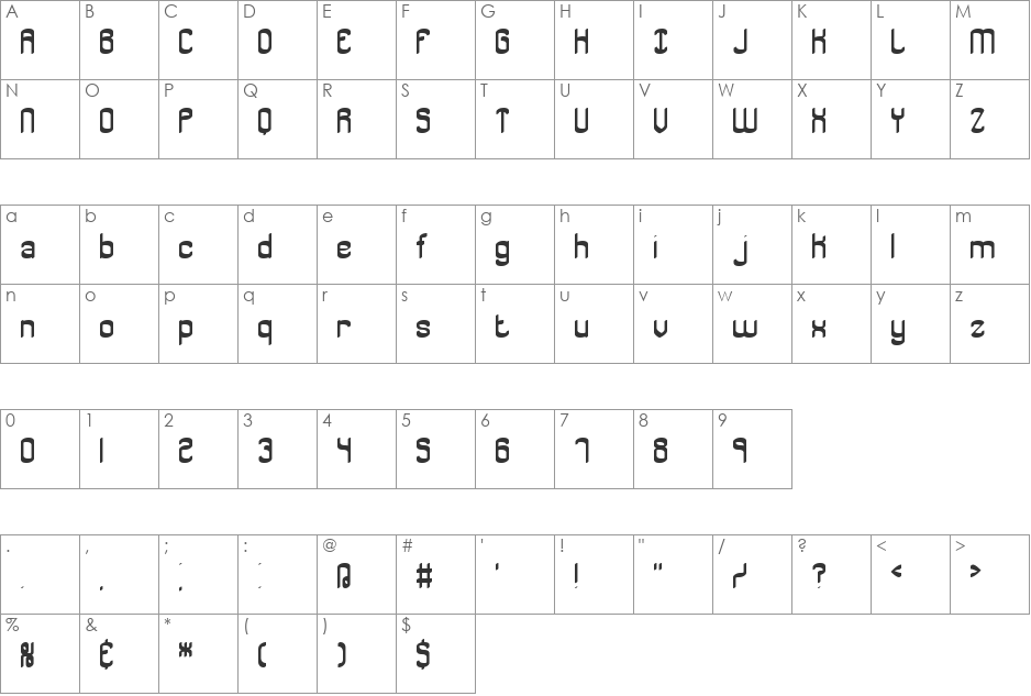 Jargon BRK font character map preview
