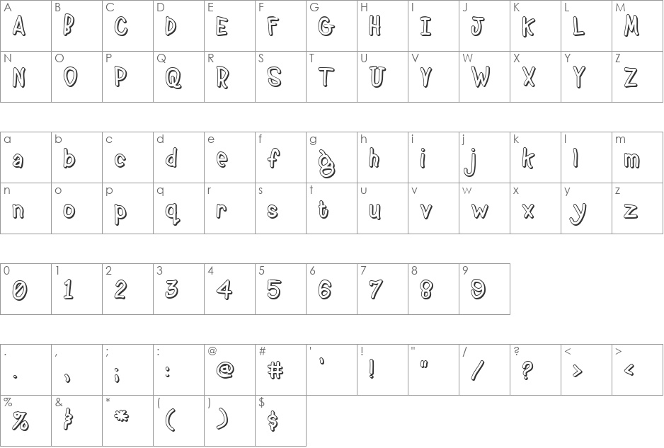 Jarzoo Kikko font character map preview