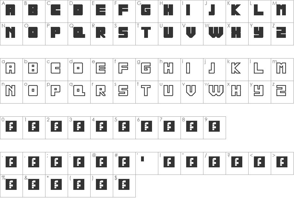 JASON'S bowling font character map preview