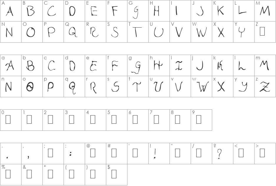 Jasona Davina font character map preview