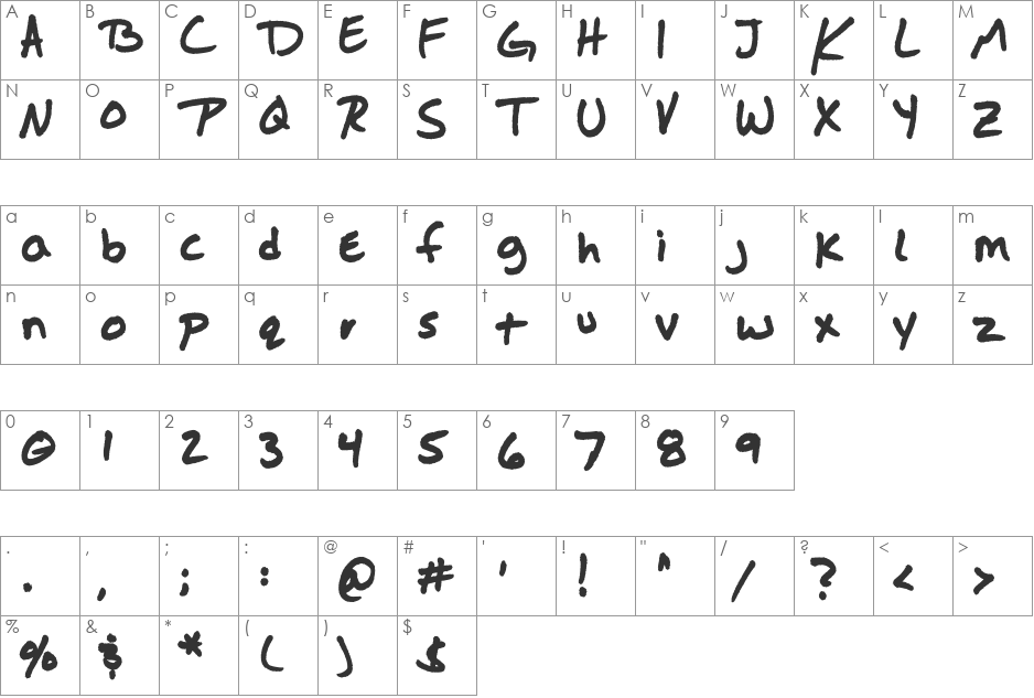 JasonSharpie font character map preview