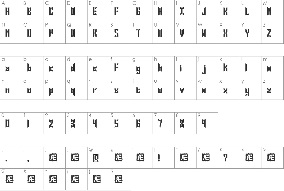 Jasper Solid (BRK) font character map preview