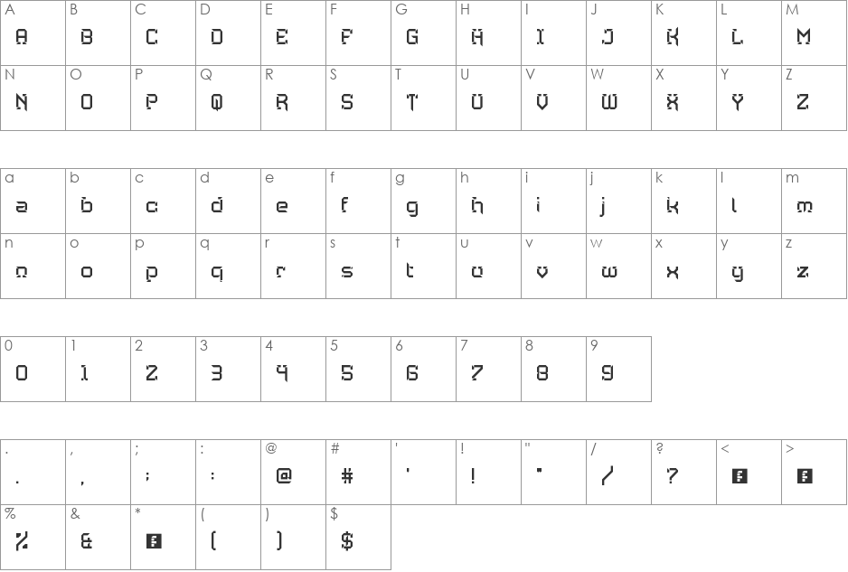 Jawbreaker font character map preview