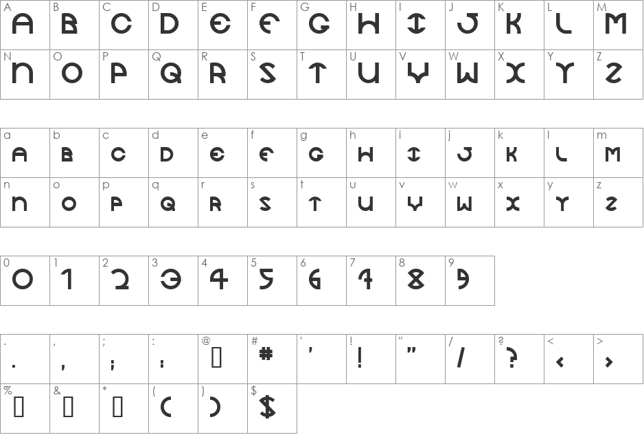 JaySetch font character map preview