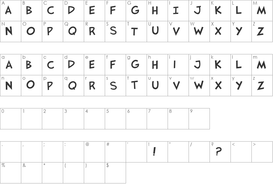 JaySFX font character map preview
