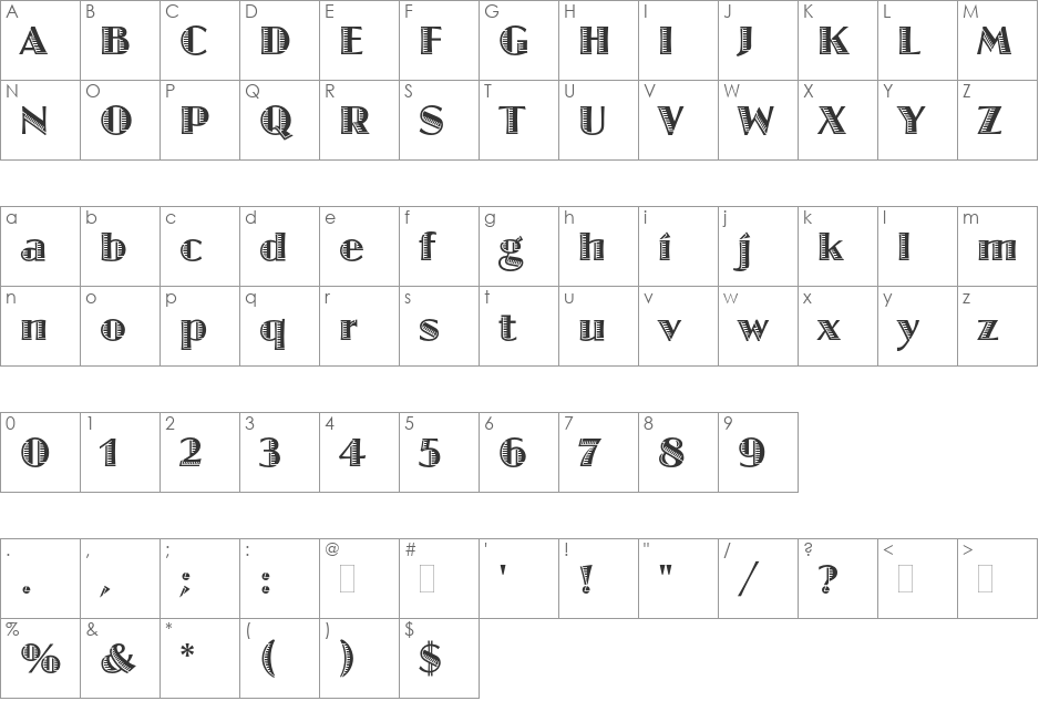 Jazz font character map preview