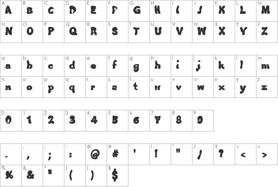 Jazz Ball font character map preview