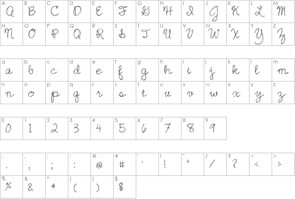 Jazz Essay  font character map preview