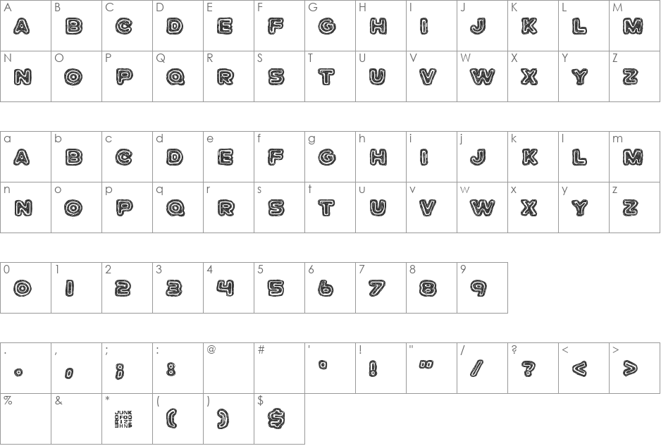 Jazz Zebra font character map preview