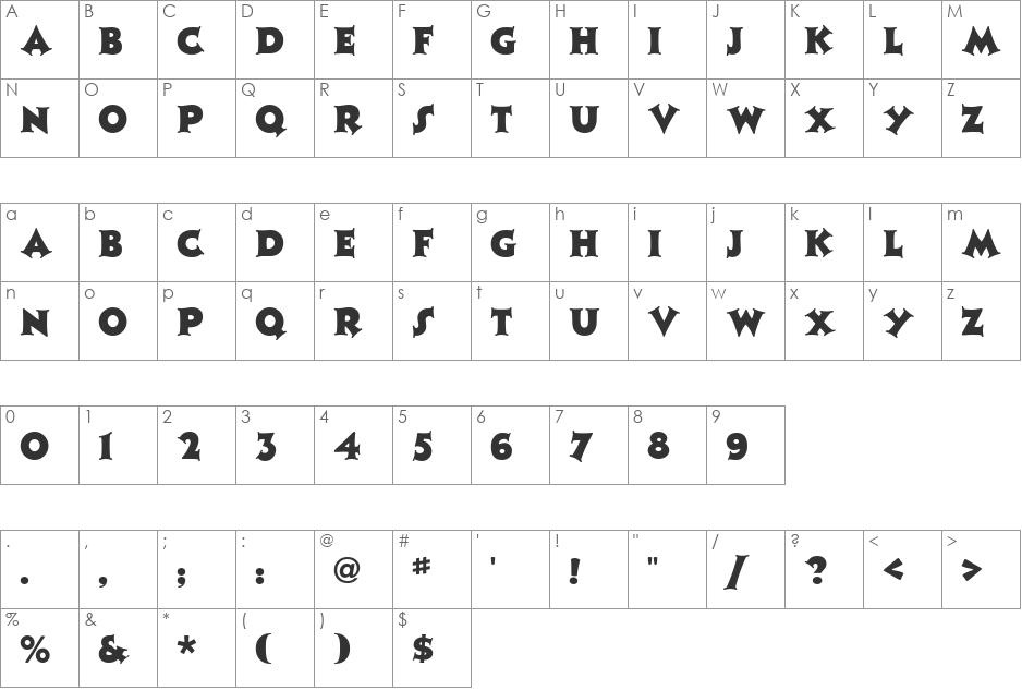 JazzPoster font character map preview