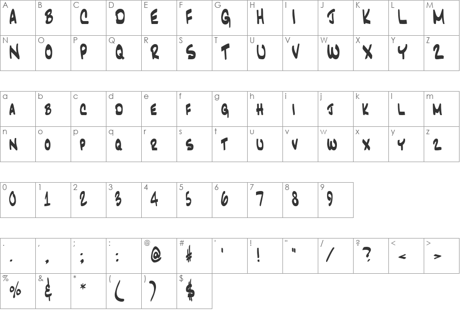 JazzText font character map preview