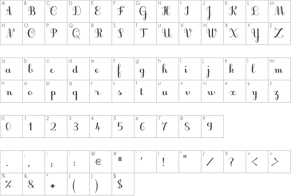 JBCursive-V3 font character map preview