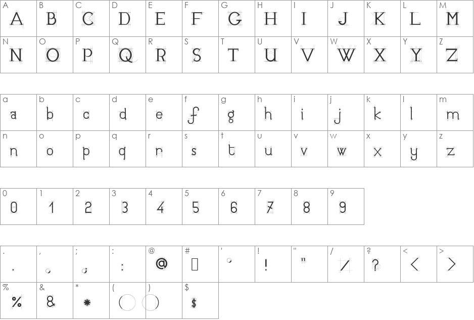 JBEtude font character map preview