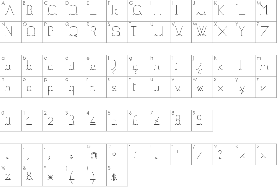 JBFil_std font character map preview
