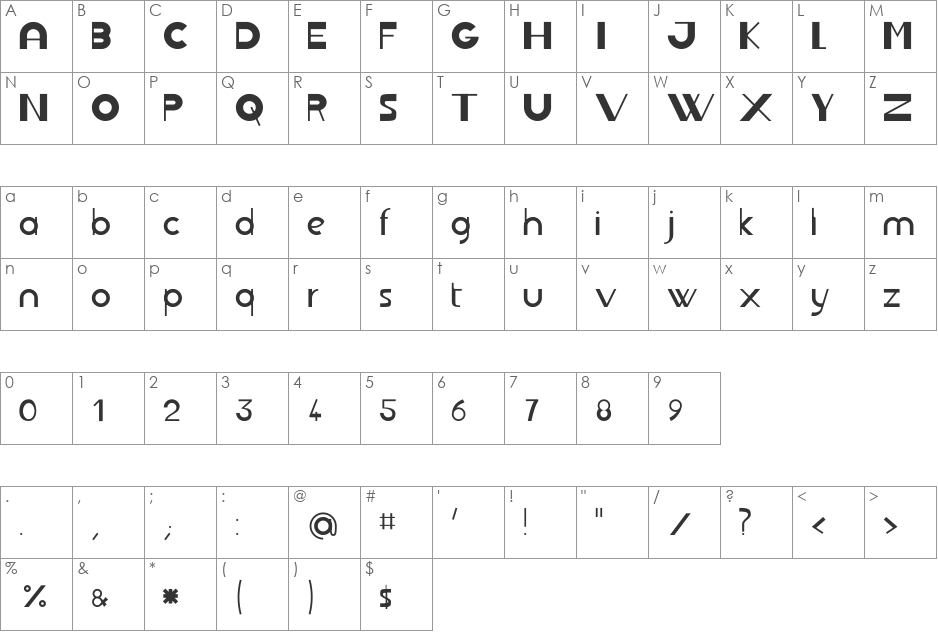 JBRond font character map preview