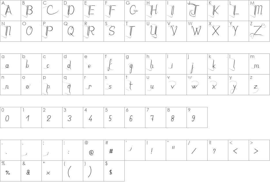 JBStyle font character map preview