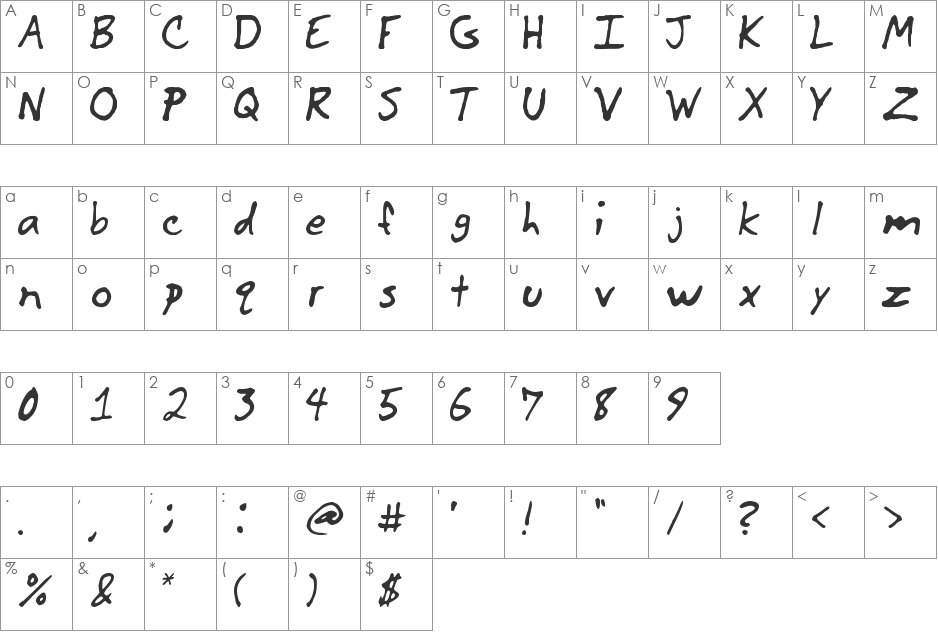 JC font character map preview