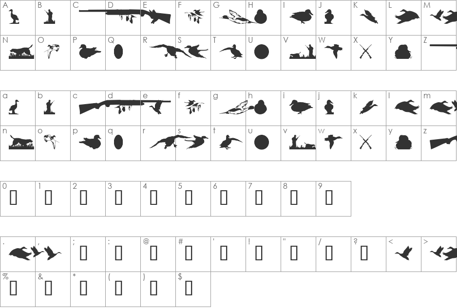 JCdux font character map preview