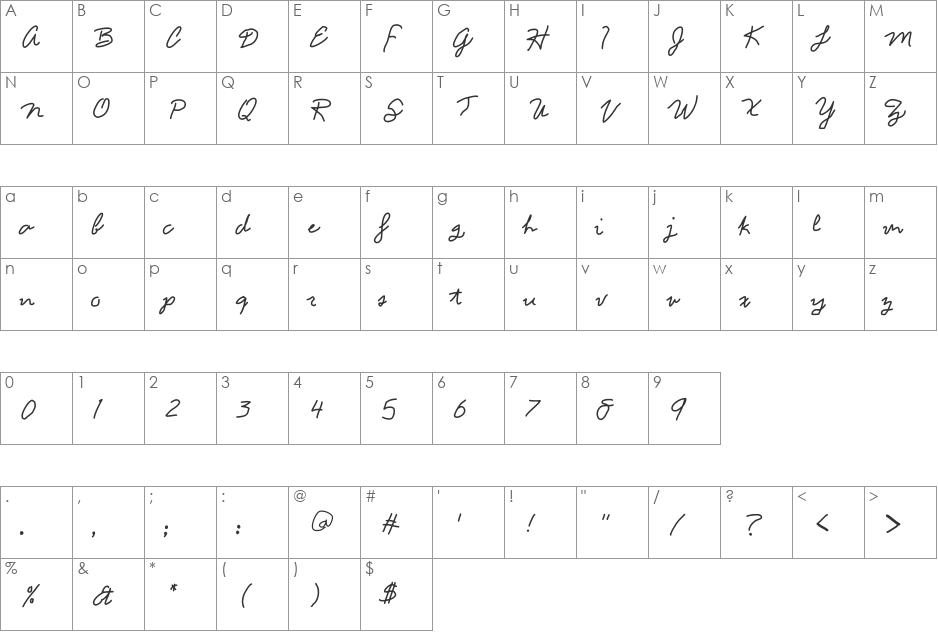 JD Din font character map preview