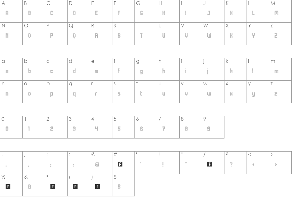 JD Jessica font character map preview