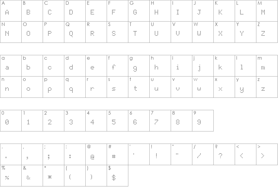 JD LCD Rounded font character map preview