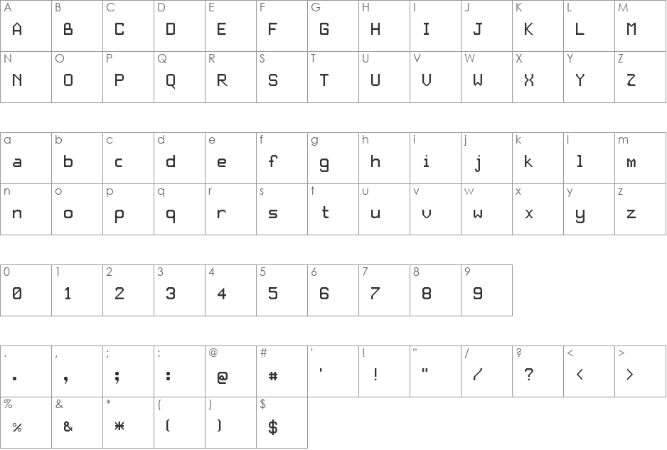 JD Nadia font character map preview