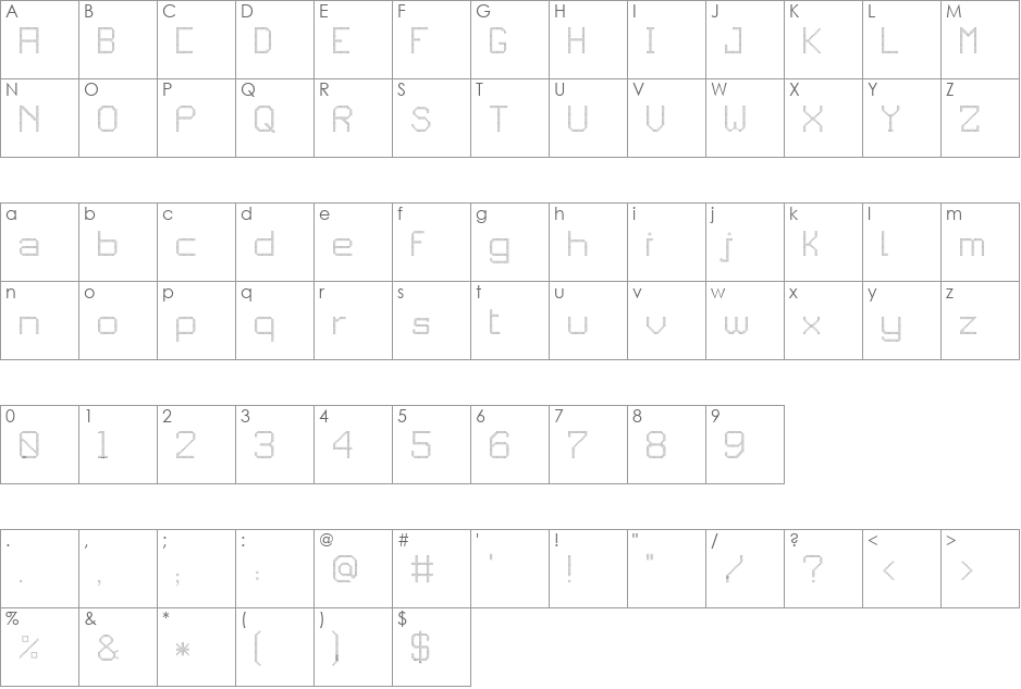 JD Pinwheel font character map preview