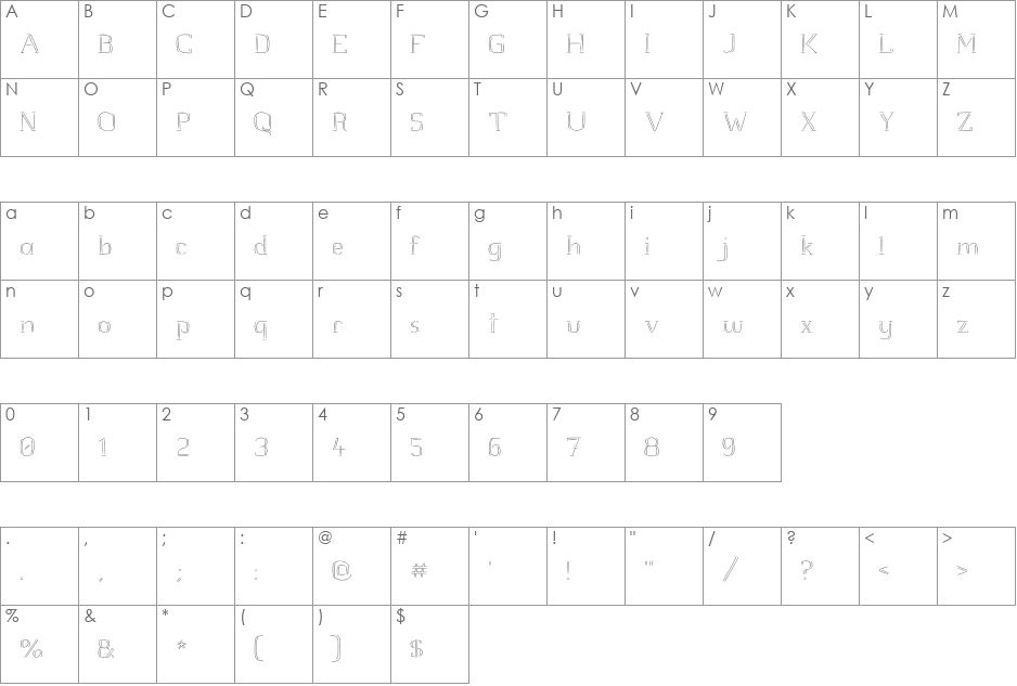 JD Raw Script font character map preview