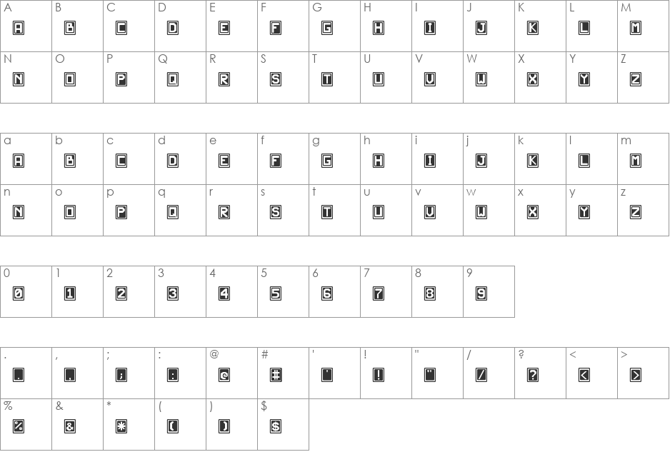 JD Scarabeo Light font character map preview
