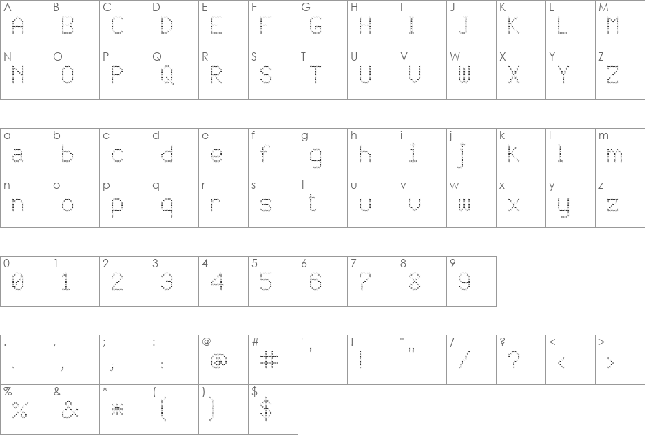 JD Vortex font character map preview