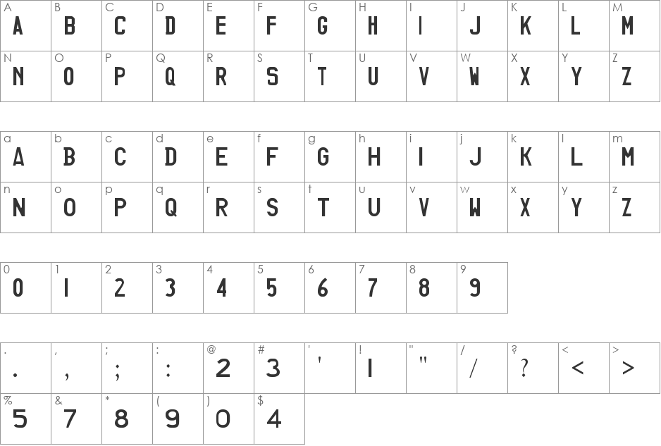JDMGT-R34 font character map preview