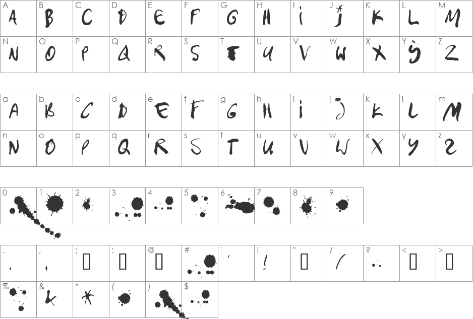 Jean Piere font character map preview