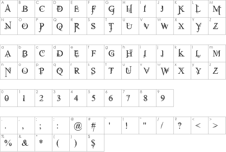 Jean Splice font character map preview