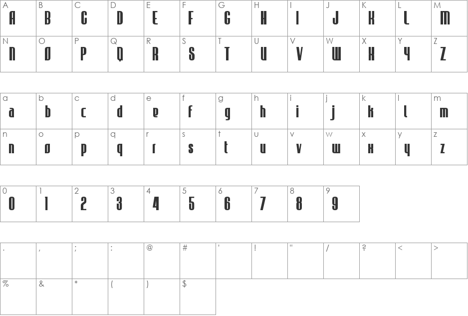 JECR Font font character map preview