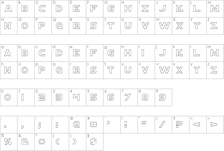 Jedi Hollow font character map preview