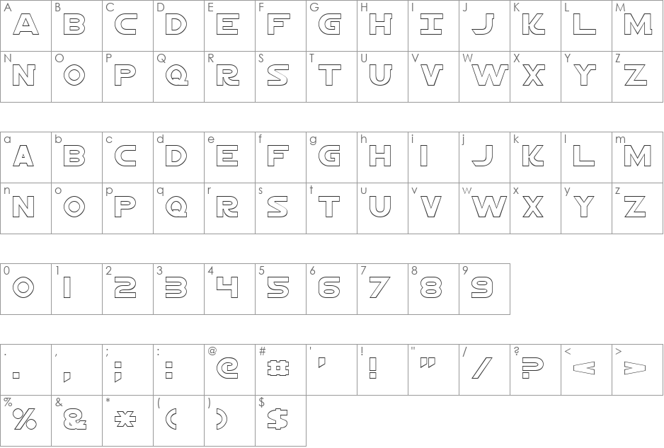 Jedi Hollow font character map preview