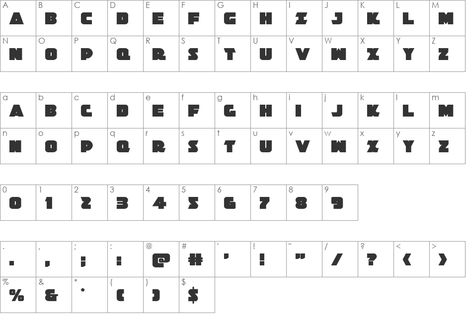 Jedi Special Forces font character map preview