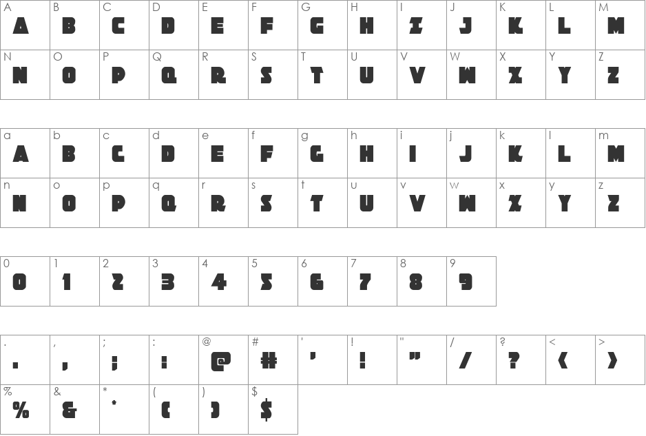 Jedi Special Forces Condensed font character map preview