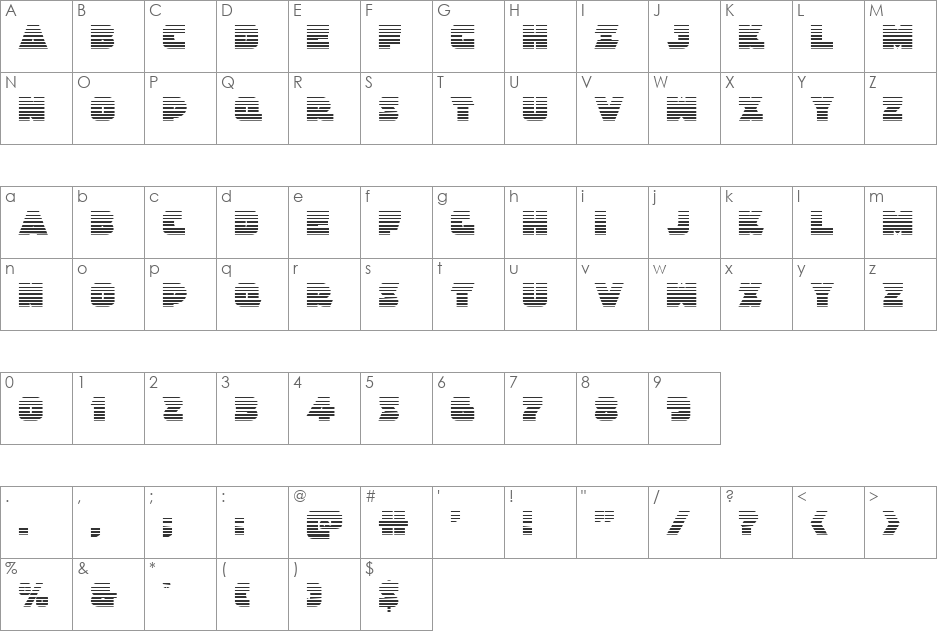 Jedi Special Forces Gradient font character map preview