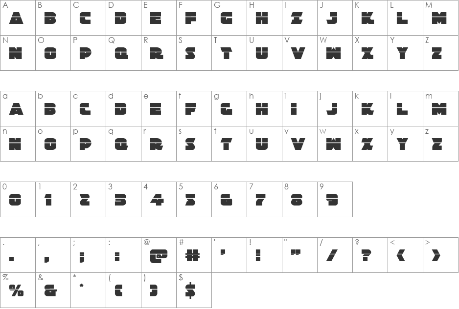 Jedi Special Forces Laser font character map preview