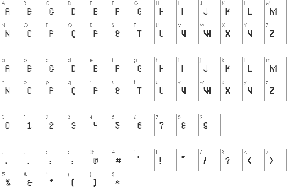 Jeed font character map preview