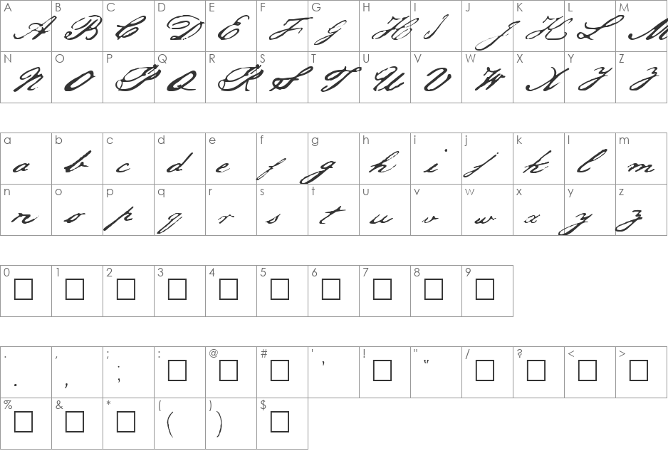 Jefferson font character map preview