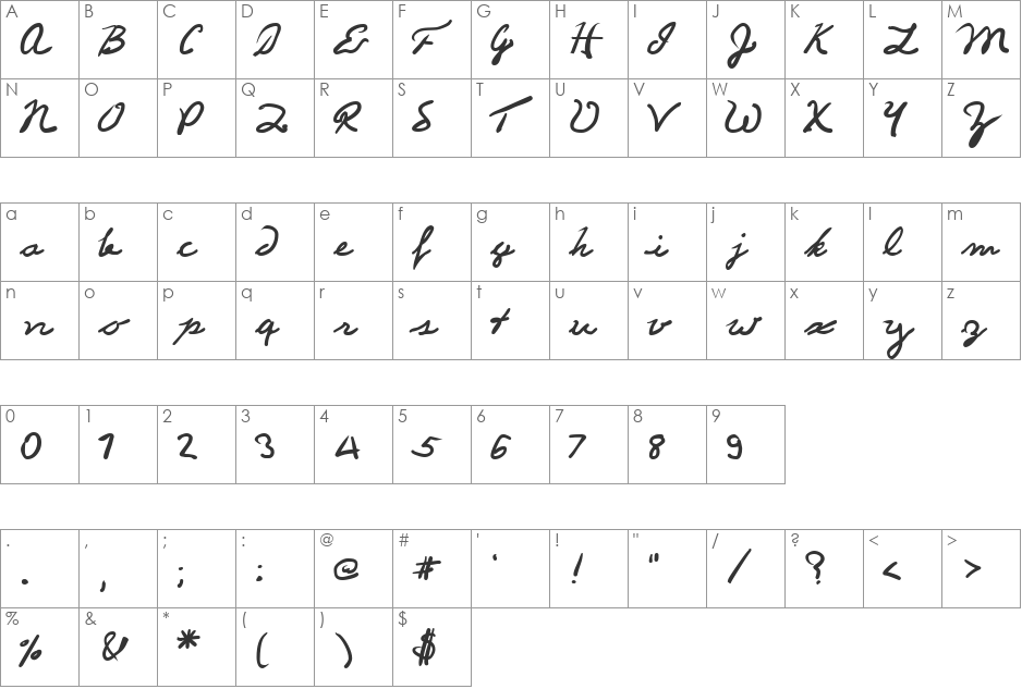 Jeffersonian font character map preview
