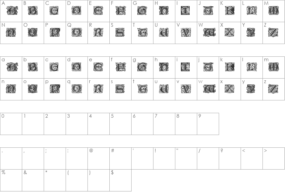 JeffNichols font character map preview