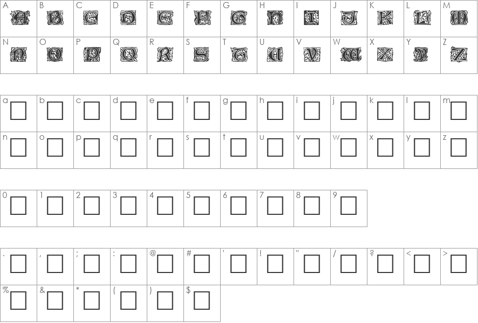 JeffNichols font character map preview