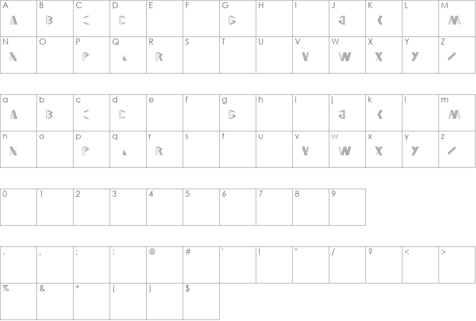 JELANG font character map preview