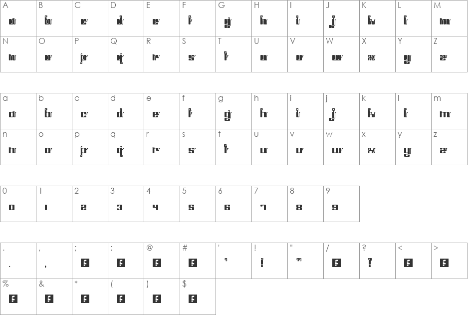 Jelly Bean font character map preview