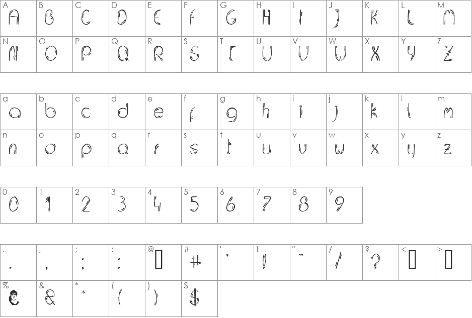 Jelusic Dizajn font character map preview